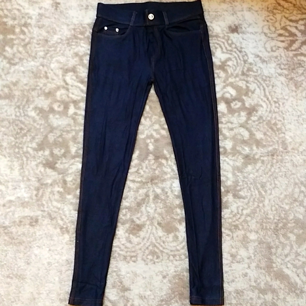 !!NEW!!Women's Pull-On Slimming Jeggings, By:Chalmons, Navy Jean, SIZE:Small